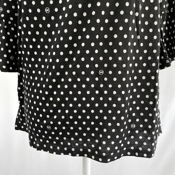 New Michael Kors Logo Polka Dot Print Flare Sleeve Top Black White Size Small - Picture 8 of 16
